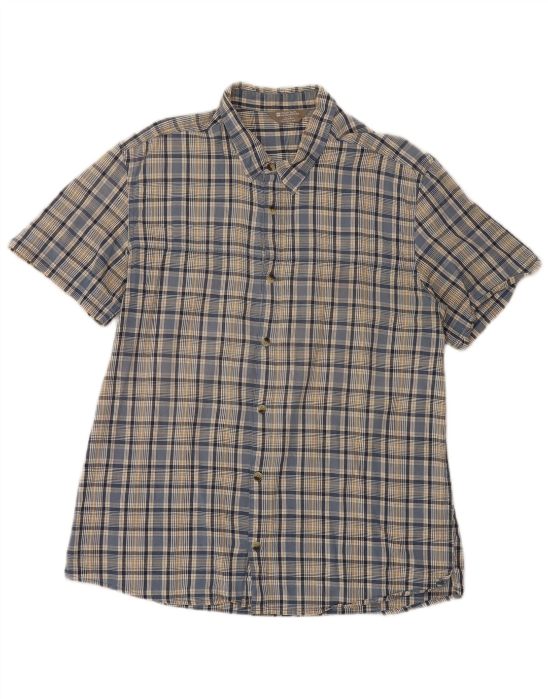 Camicia a maniche corte da uomo Mountain Warehouse XL in cotone a quadri blu