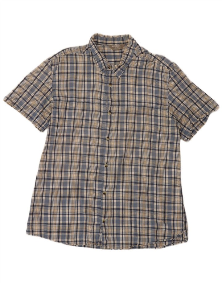 Camicia a maniche corte da uomo Mountain Warehouse XL in cotone a quadri blu