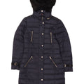 Zara Womens Hooded Padded Coat UK 10 Small Navy Blue Polyester
