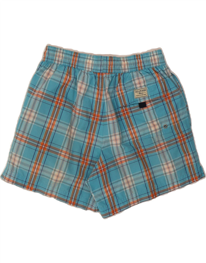 TOMMY HILFIGER Mens Swimming Shorts Small Blue Check Vintage Tommy Hilfiger and Second-Hand Tommy Hilfiger from Messina Hembry 