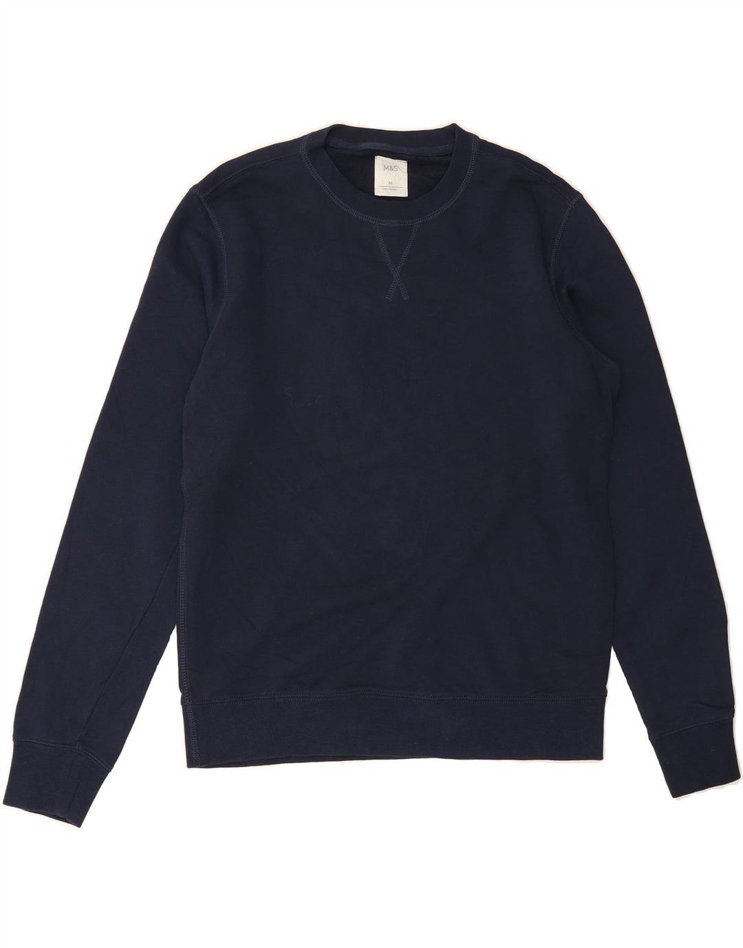 MARKS & SPENCER Mens Sweatshirt Jumper Medium Navy Blue Cotton Vintage Marks & Spencer and Second-Hand Marks & Spencer from Messina Hembry 