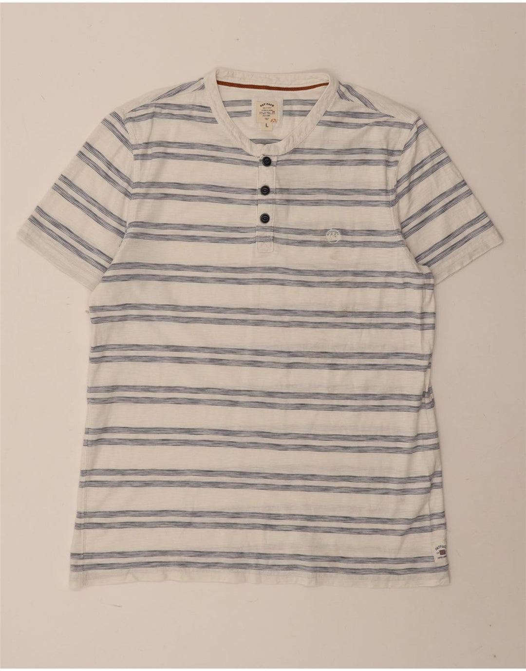 Fat Face Mens T-Shirt Top Large White Striped Cotton