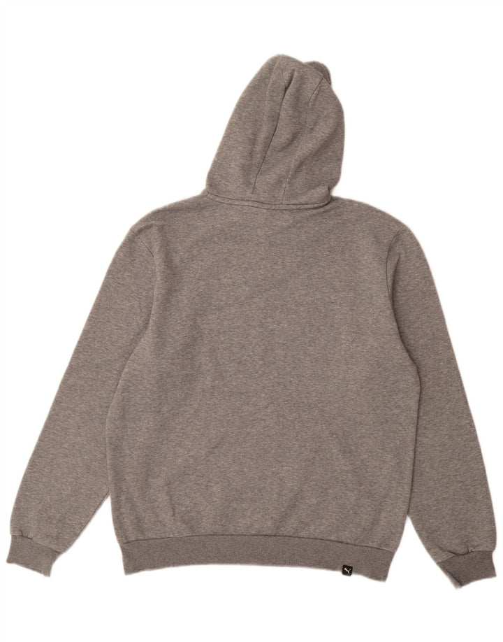PUMA Mens Graphic Hoodie Jumper Medium Grey Cotton
