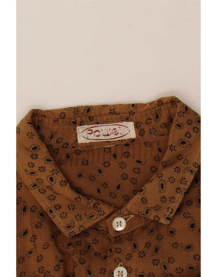 Vintage Herrenhemd Mittelbraun mit Blumenmuster