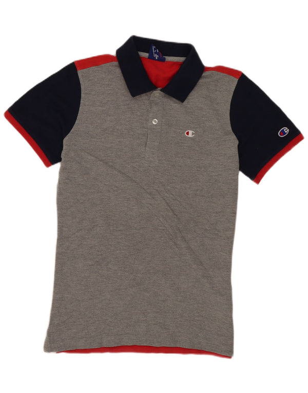 Champion Boys Polo Shirt 11-12 Years Large Grey Colourblock Bomuld