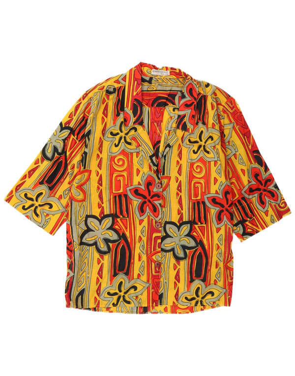Vintage skjorte med 3/4 ærmer til kvinder UK 16 Large Multicolored Floral