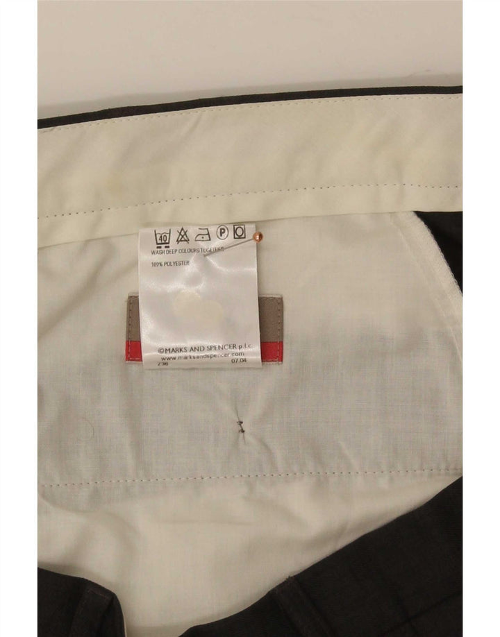 Pantaloni da abito dritti da uomo Marks & Spencer W40 L29 poliestere grigio