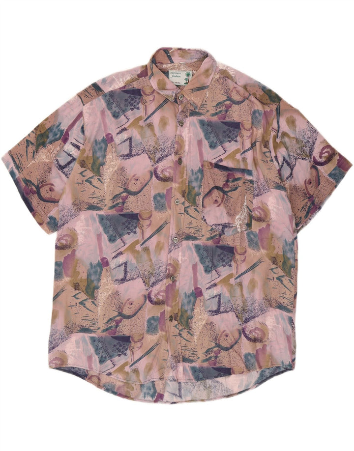Coconut Mens Short Sleeve Shirt Large Multicoloured Patchwork Viscose