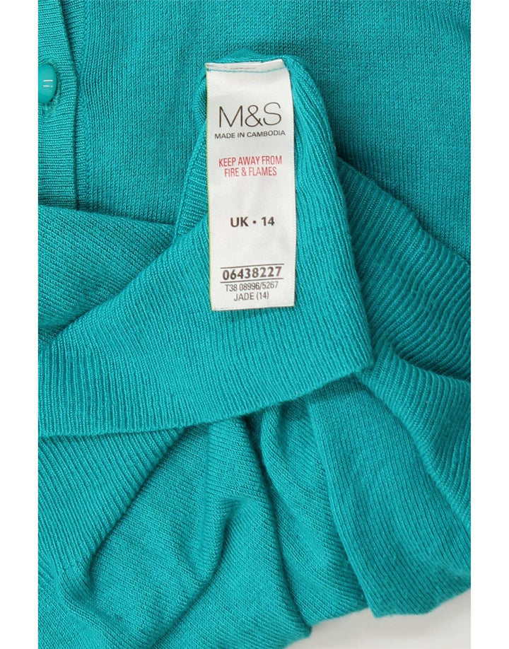 Marks & Spencer Womens Cardigan Sweater UK 14 Large  Turquoise Viscose