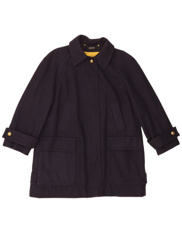 Damski płaszcz oversize Aquascutum UK 16, duży, granatowy, wełniany