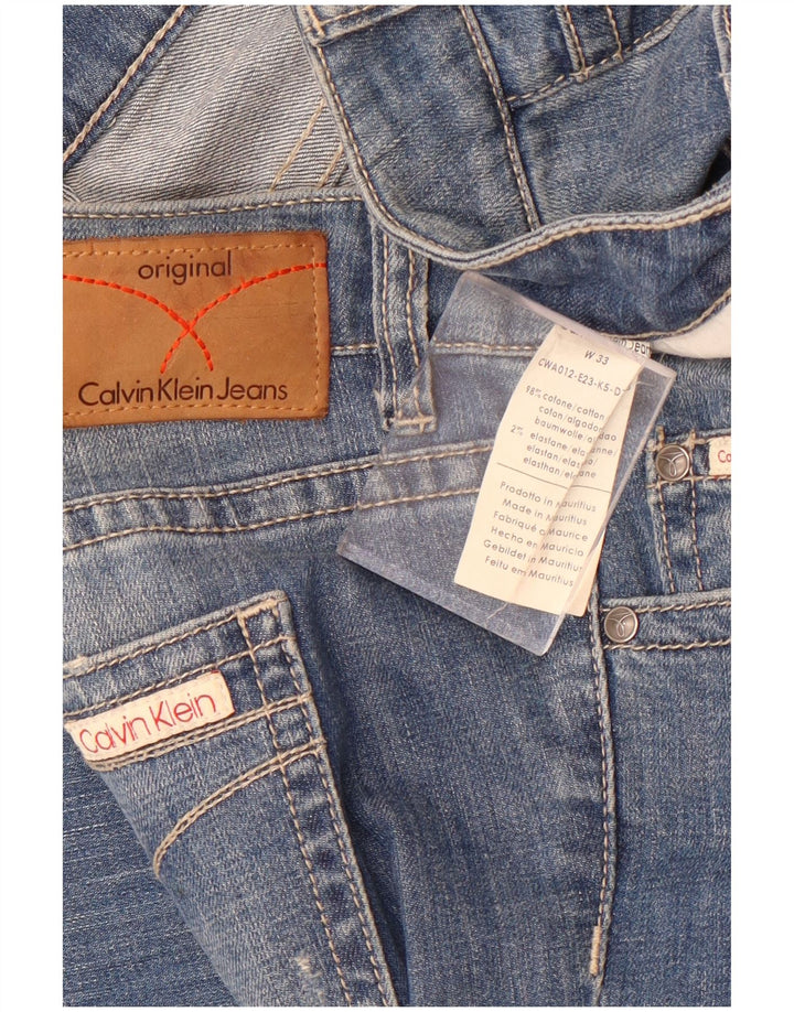 Calvin Klein Womens Distressed Straight Jeans W33 L32 Blue Cotton