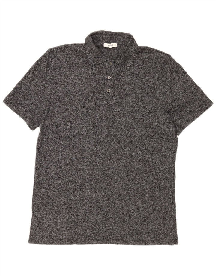 Polo da uomo Reiss in cotone screziato grigio medio