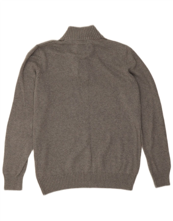 Crew Clothing Mens Button Neck Jumper Sweater Large Grey Cotton