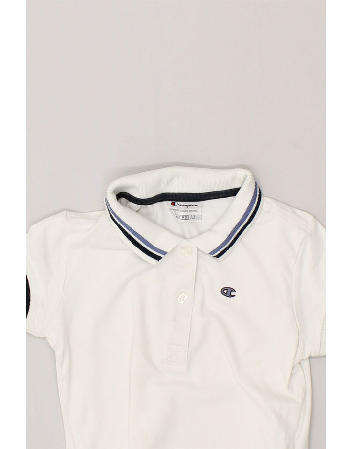 CHAMPION Girls Polo Shirt 5-6 Years XS White Cotton | Vintage Champion | Thrift | Second-Hand Champion | Used Clothing | Messina Hembry 