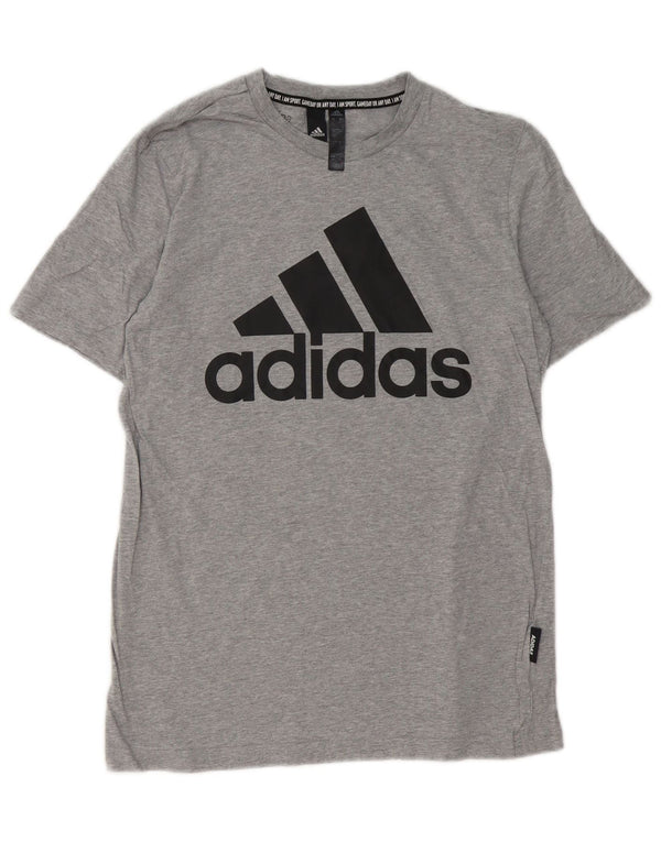 Adidas Mens Graphic T-Shirt Top Small Grey Flecked Cotton