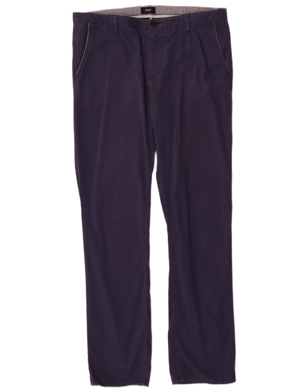 Pantaloni chino dritti da uomo Hugo Boss IT 52 XL W36 L32 cotone blu navy