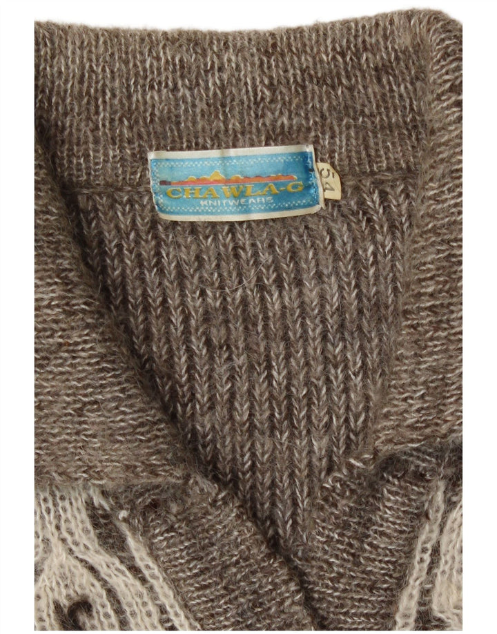 Vintage Womens Cardigan Sweater IT 54 3XL Grey Geometric