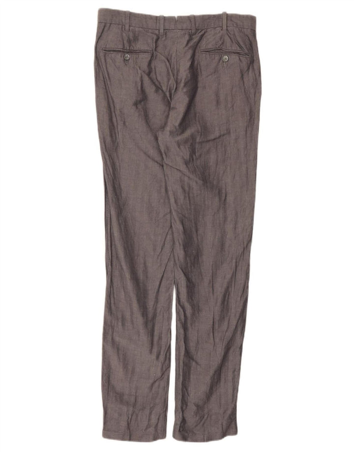 Pantaloni da abito slim da uomo Massimo Dutti EU 42 Large W32 L32 Grigio a spina di pesce