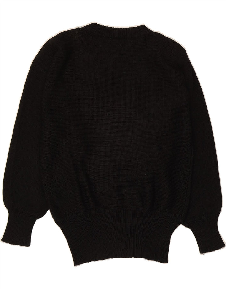 VINTAGE Womens Crew Neck Jumper Sweater UK 14 Medium Black Vintage Vintage and Second-Hand Vintage from Messina Hembry 
