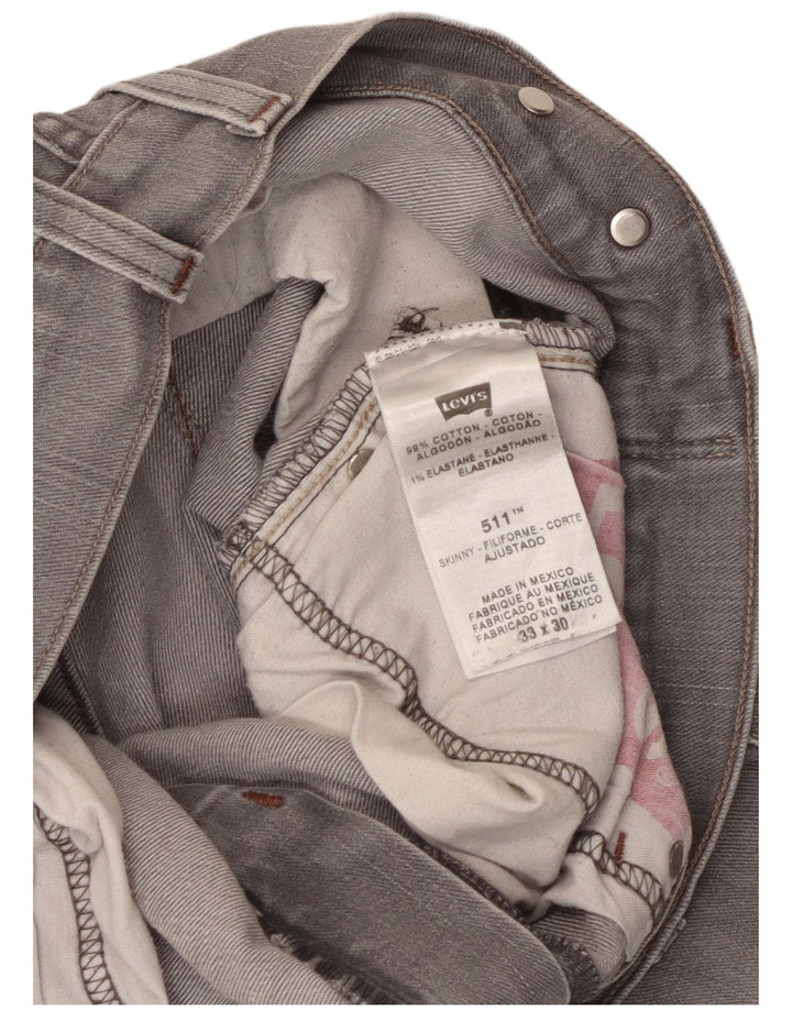 Levi's Womens 511 Skinny Jeans W33 L30 Grey Cotton