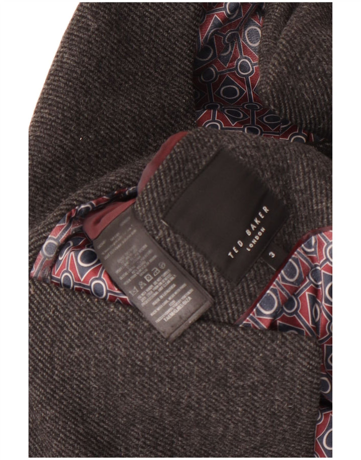 Ted Baker Mens Pea Coat Size 3 Medium Grey Wool