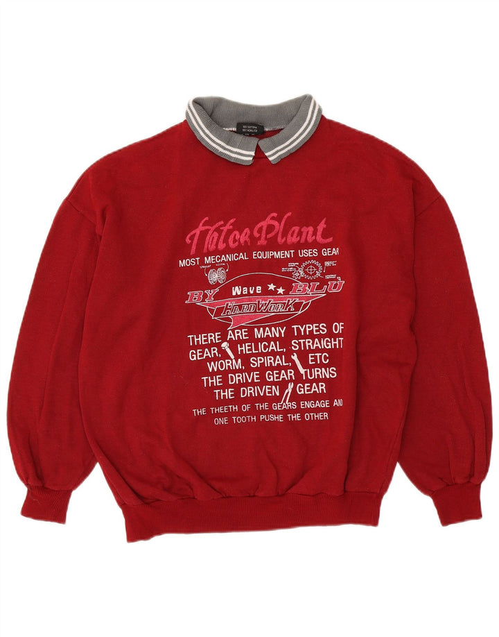 EXPRESS Dame Oversized Grafisk Sweatshirt Jumper UK 14 Medium Rød