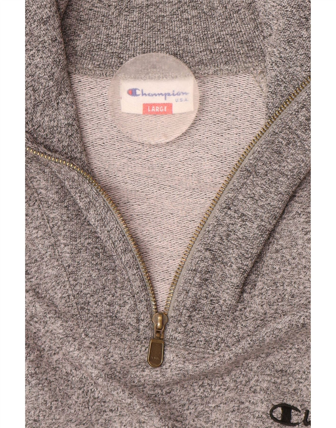 CHAMPION Herren-Sweatshirt mit Reißverschluss am Hals, groß, Grau, Farbblock