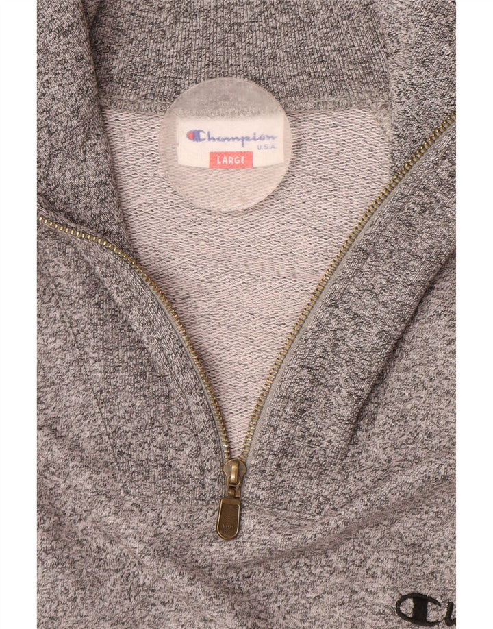 CHAMPION Herren-Sweatshirt mit Reißverschluss am Hals, groß, Grau, Farbblock