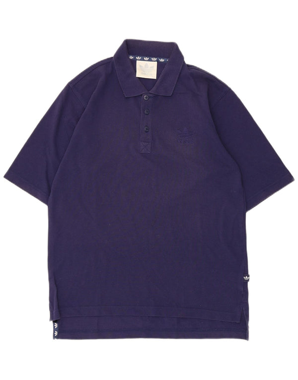 Adidas Mens Polo Shirt UK 38/40 Medium Navy Blue Cotton