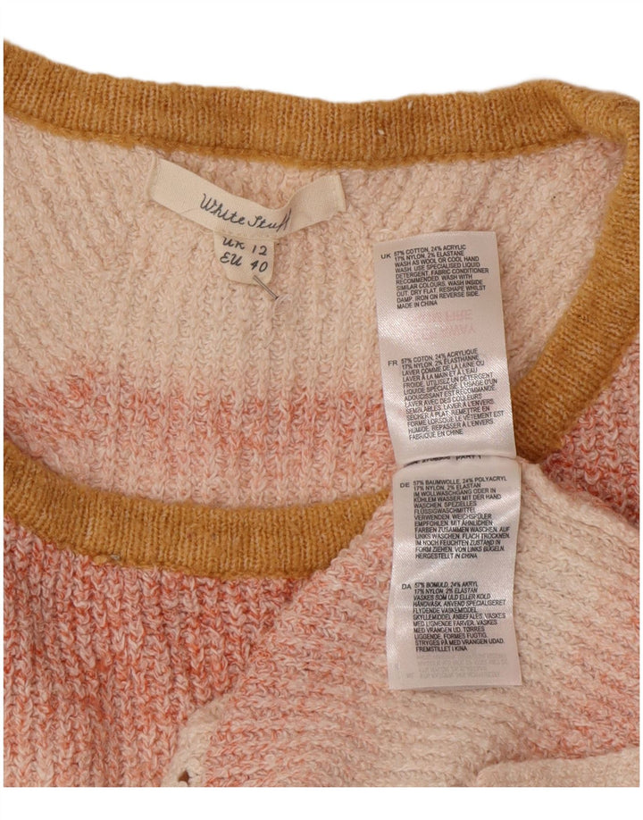 Maglione maglione girocollo da donna White Stuff UK 12 a righe rosa medio