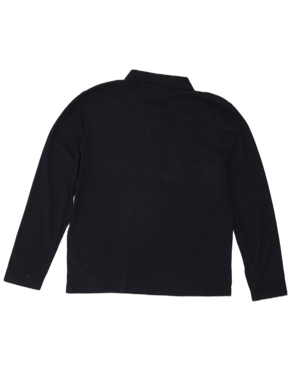 Calvin Klein Mens Long Sleeve Polo Shirt Large Navy Blue Cotton