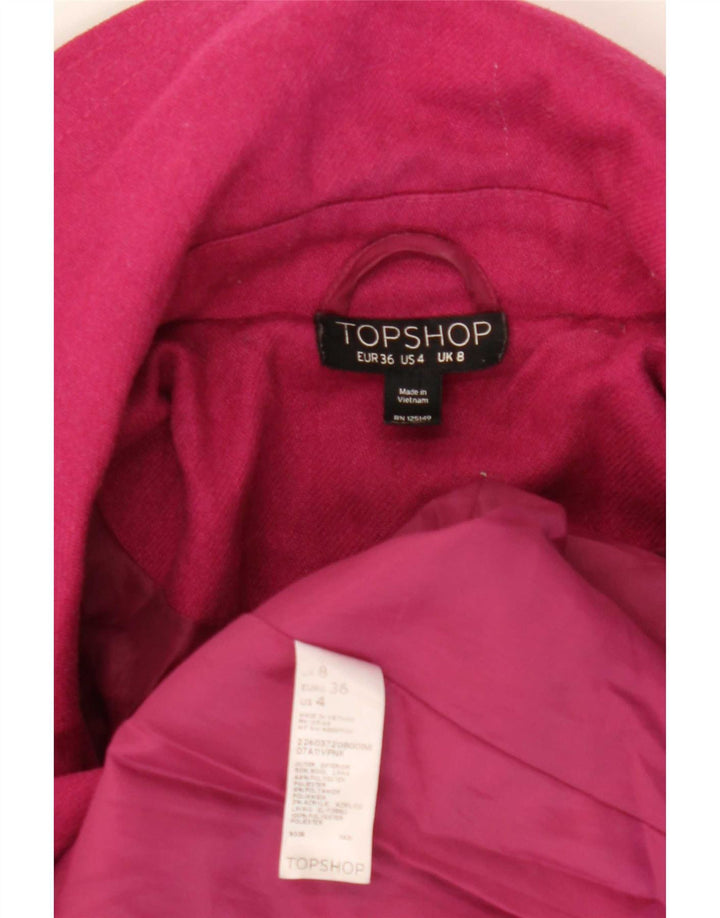 Topshop Dame Overfrakke UK 8 Lille Pink Uld