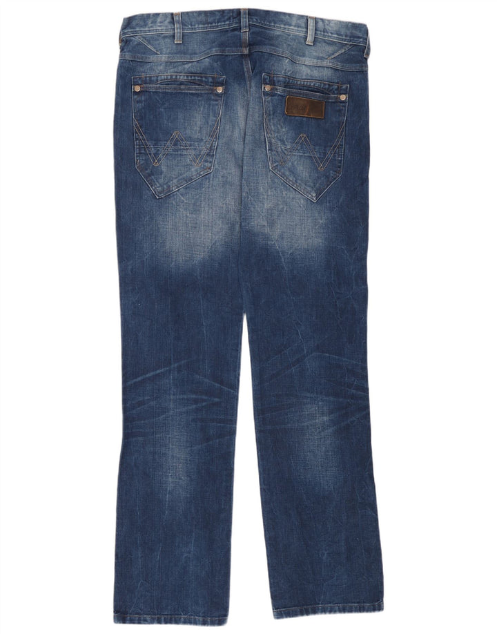 Wrangler Mens Crank Straight Jeans W36 L34 Blue Cotton