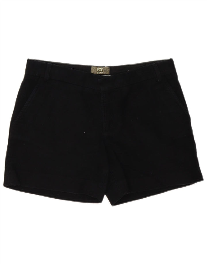 Iceberg Womens Graphic Chino Shorts W30 Medium Black Cotton