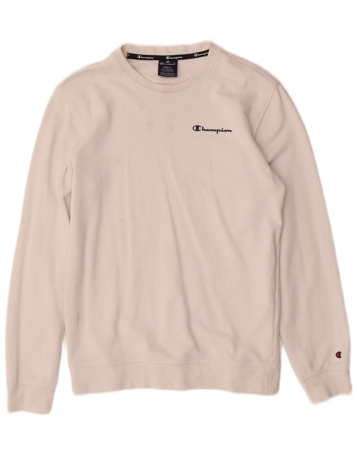 CHAMPION Mens Sweatshirt Jumper Small White Cotton