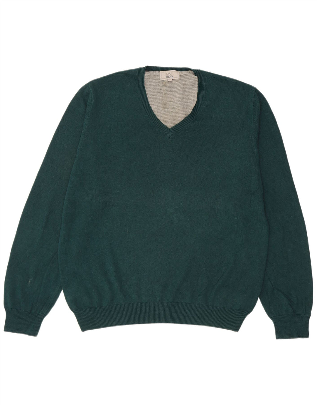 Marks & Spencer Pull coupe classique à col en V pour homme, grand coton vert