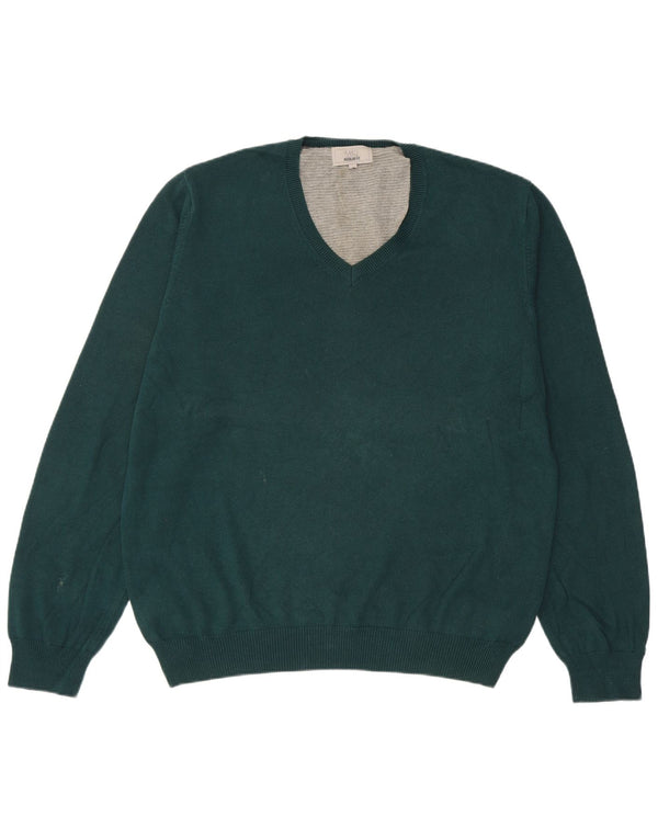 Maglione da uomo Marks & Spencer vestibilità regolare con scollo a V grande cotone verde