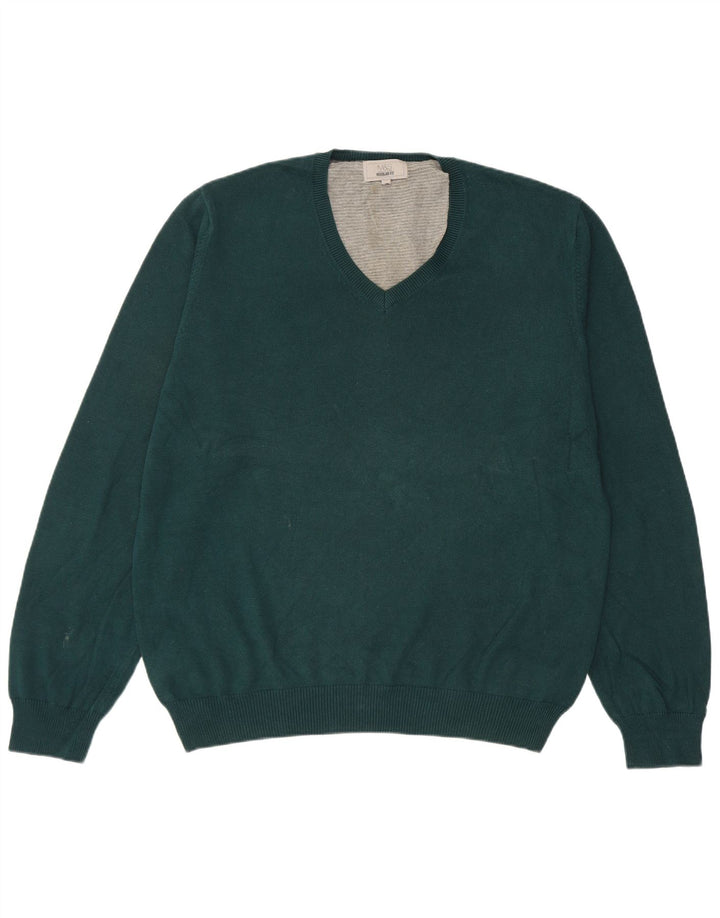 Marks & Spencer Pull coupe classique à col en V pour homme, grand coton vert