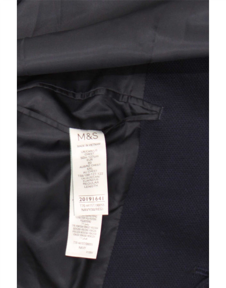 Jaqueta blazer masculina de 2 botões Marks & Spencer Reino Unido 50 5XL azul marinho poliamida