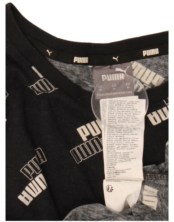 Puma Herren Grafik T-Shirt Top Mittelschwarz Baumwolle