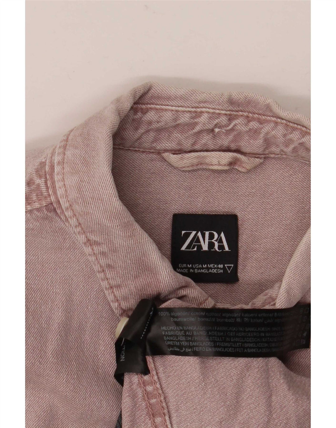 Zara Hombre Camisa Vaquera Algodón Morado Medio