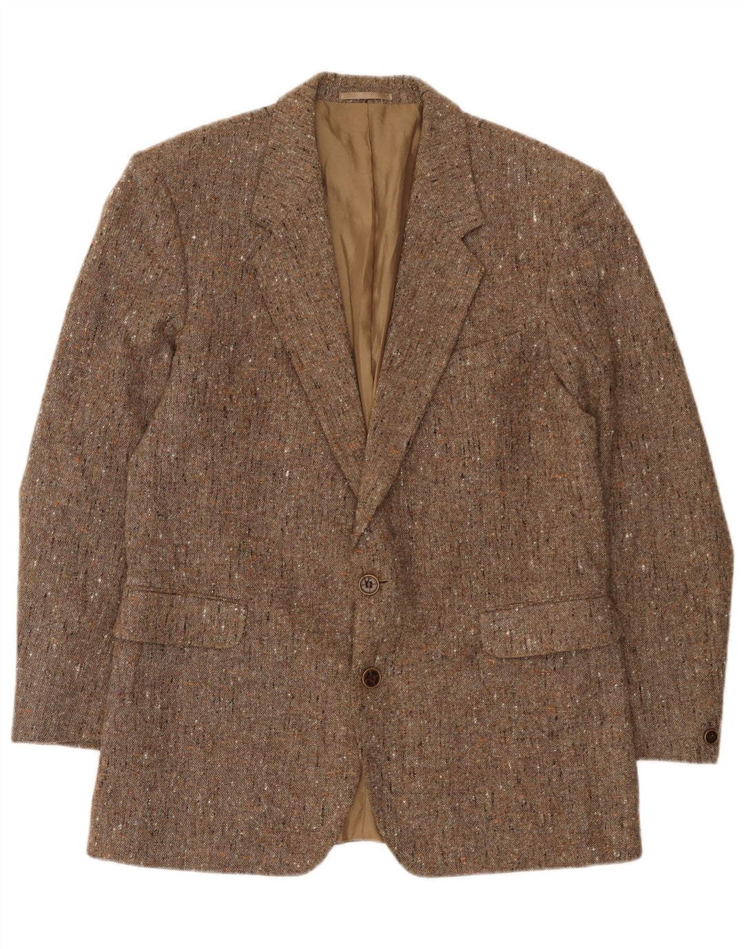Jaqueta blazer masculina vintage com 2 botões Reino Unido 38 bege médio salpicado