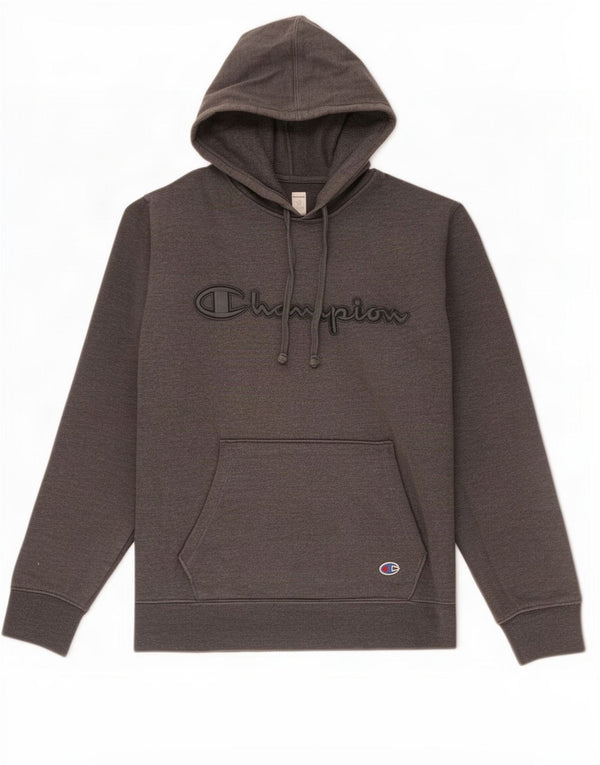 Champion Mens Graphic Hoodie Jumper Large Grey Cotton
