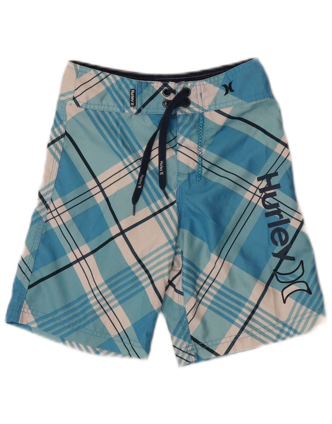Hurley Jungen Badeshorts mit Grafik, 5–6 Jahre, blau kariert, Polyester