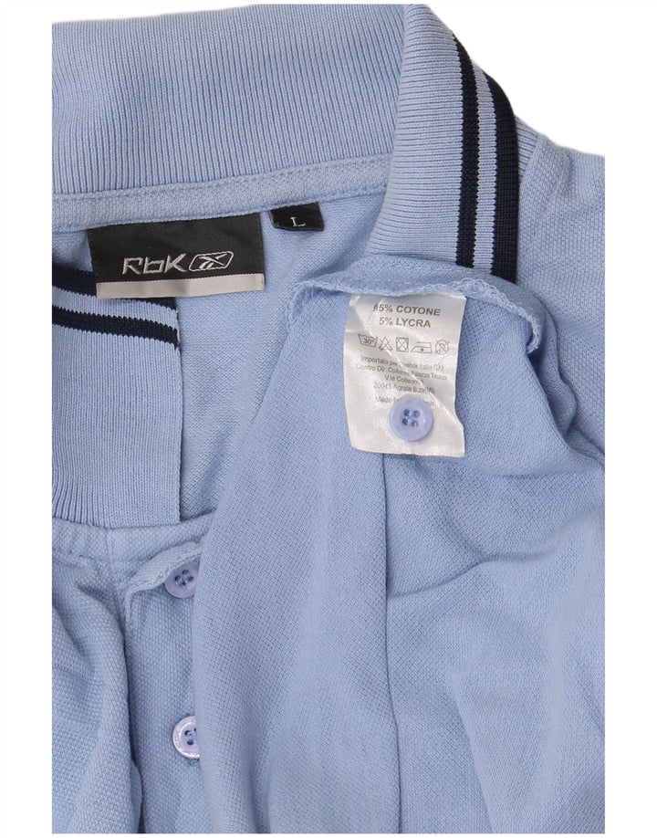 REEBOK Mens Polo Shirt Large Blue Cotton