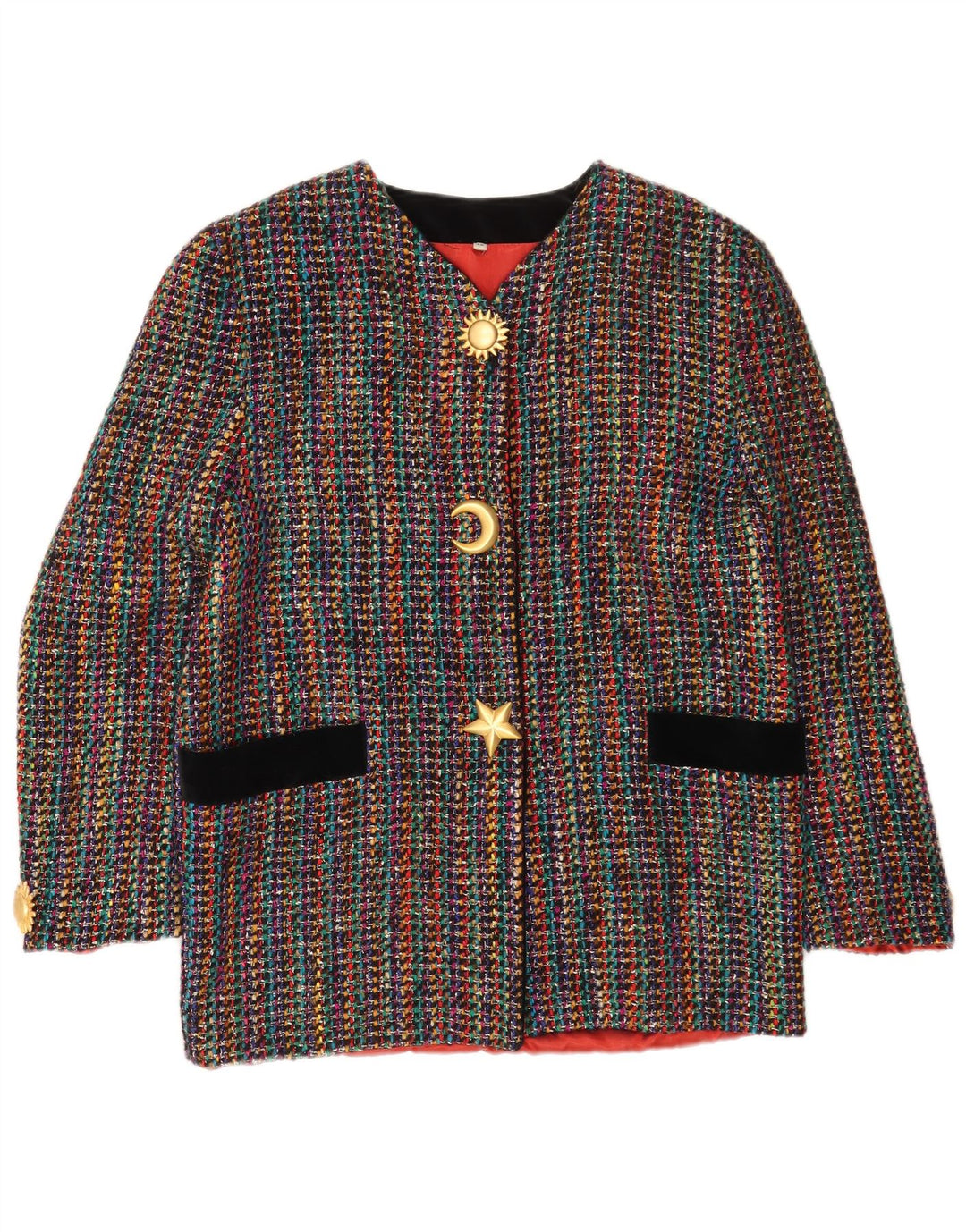 vintage Femme 3 Bouton Blazer Veste IT 42 Moyen Multicolore Rayé