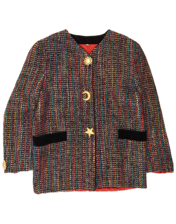 Giacca blazer vintage da donna a 3 bottoni IT 42 a righe multicolori medie