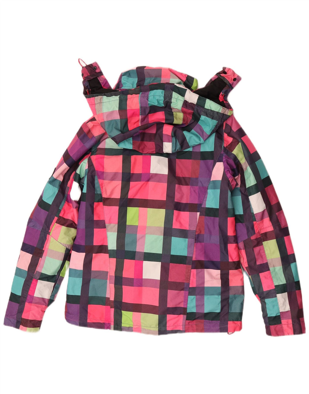 Maui and Sons Womens Hooded Rain Jacket UK 14 Medium Multicoloured Check