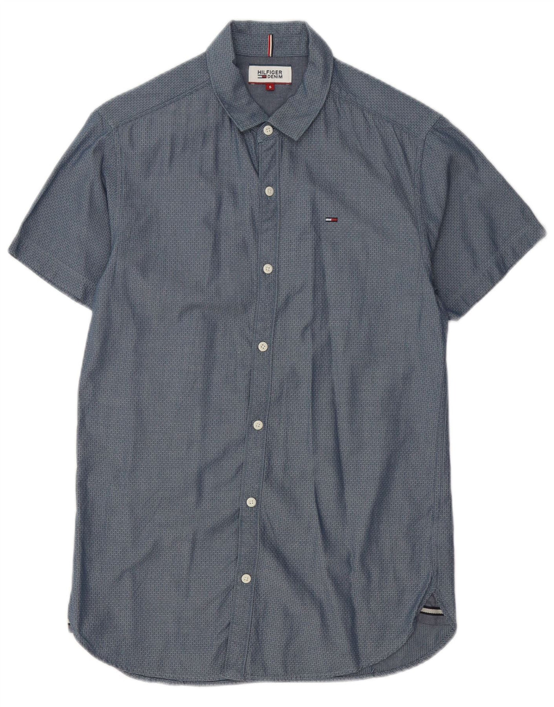 Tommy Hilfiger Mens Short Sleeve Shirt Small Blue Spotted Cotton