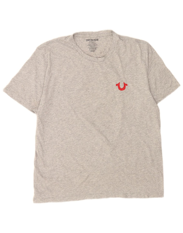 True Religion T-shirt graphique pour homme en coton moucheté gris grand